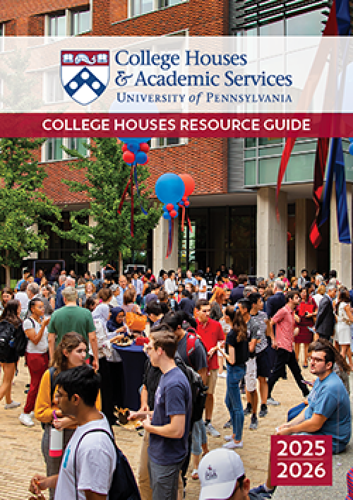 The cover of the 2025-26 CHAS Resource Guide, featuring students celebrating in the Lauder Courtyard