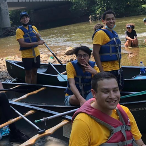Stouffer Outdoors participants on boats on a river