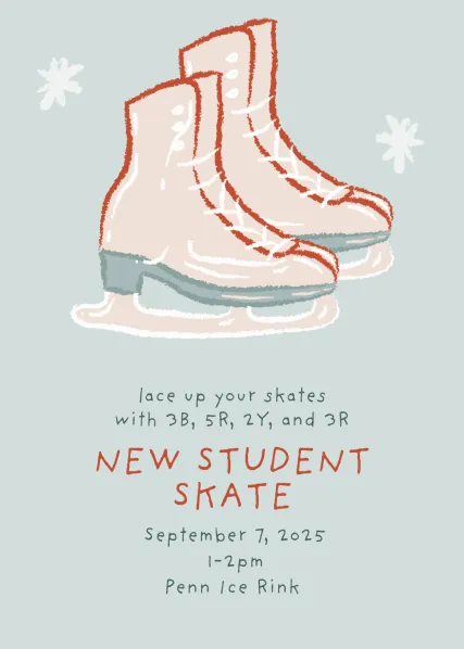 ice skates with snow flakes