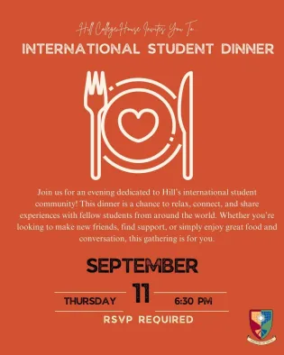 flyer of international student dinner
