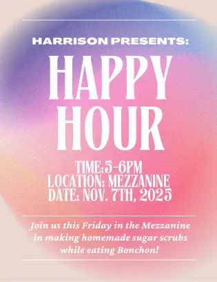 Join us this Friday in the Mezzanine in making homemade sugar scrubs while eating Bonchon! 
