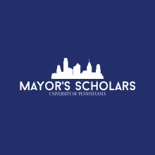 A logo with a stylized image of Philadelphia's skyline, with the words "Mayor's Scholars, University of Pennsylvania"